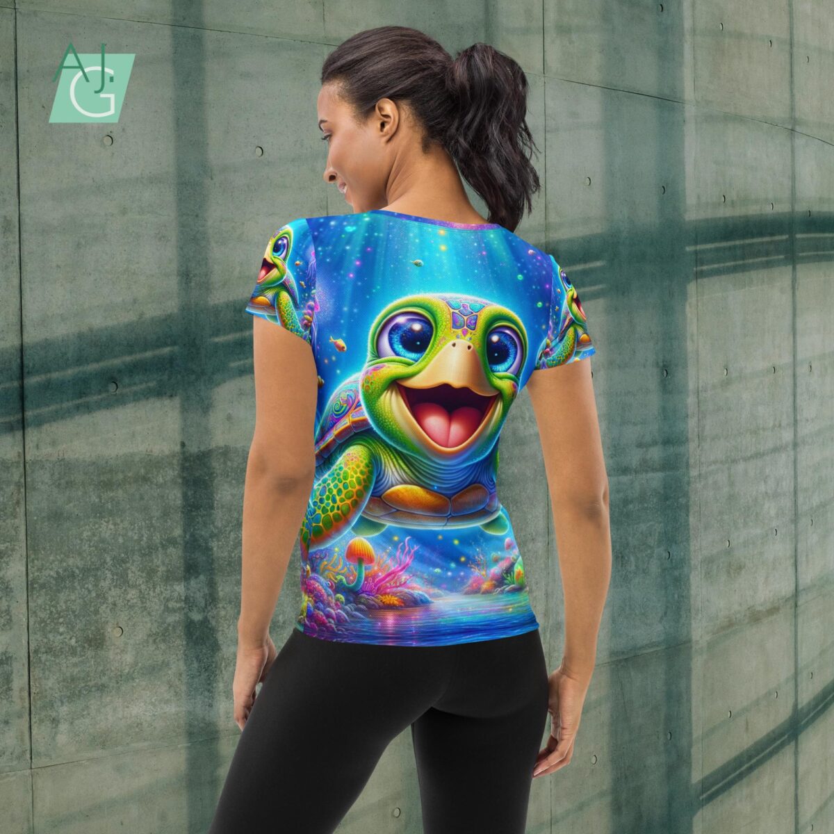 Happy Turtle | Women's Athletic T-shirt