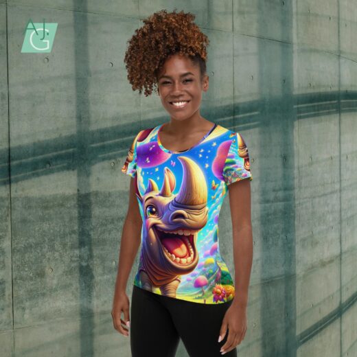 Happy Rhino | Women's Athletic T-shirt