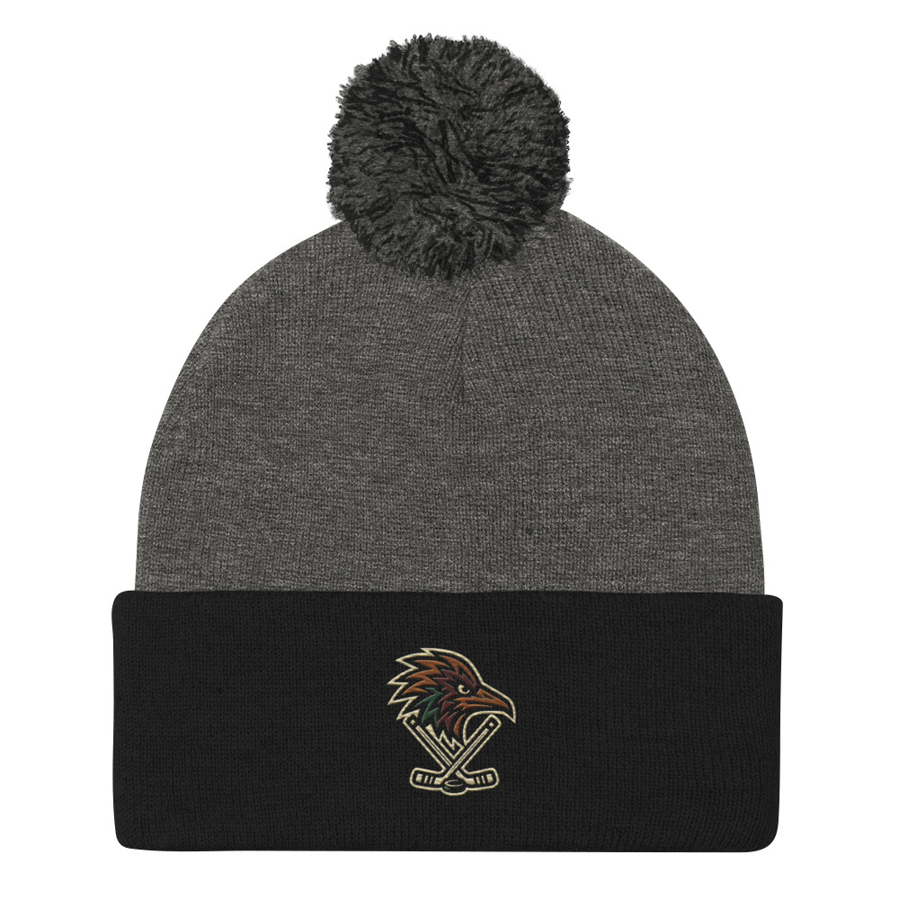 Classic Hockey Pom Beanie – Embroidered Knit - Image 4